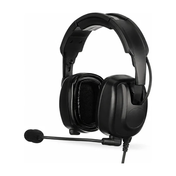 Over-the-head boom headset for production teams using rental two-way radios